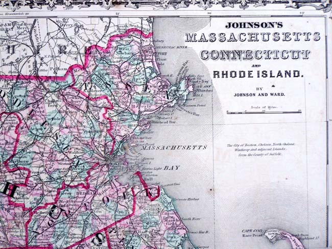 Johnson's Map of Massachusetts, Connecticut and Rhode Island published in 1860. — image 2